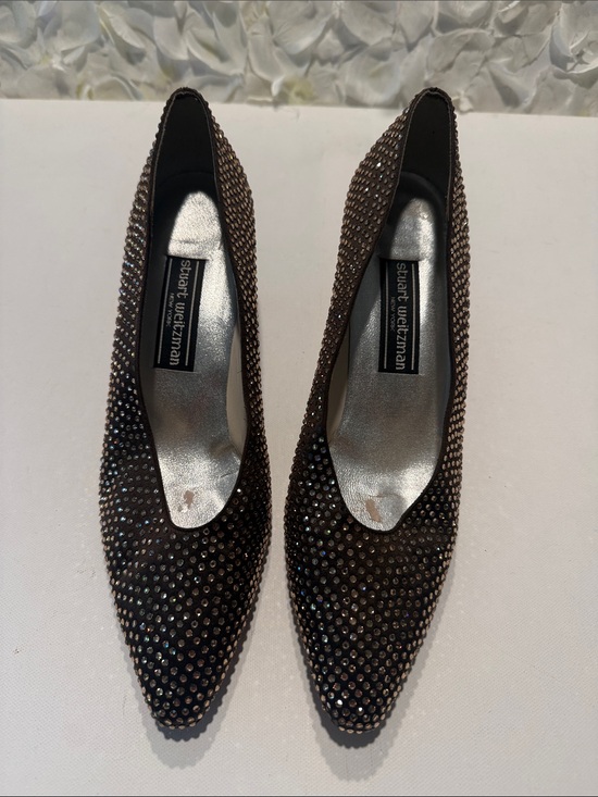 Stuart Weitzman Shoes - Stuart Weitzman Vintage Brown Crystal-Studded Pointed Toe Pumps